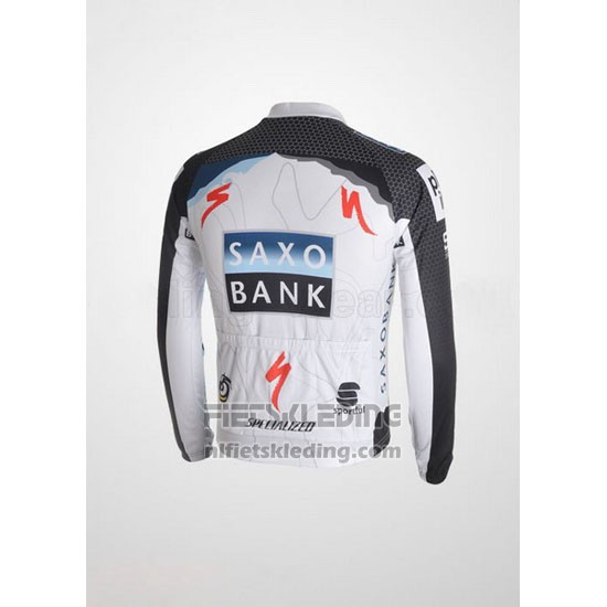 2010 Fietskleding Saxo Bank Zwart en Wit Lange Mouwen en Koersbroek